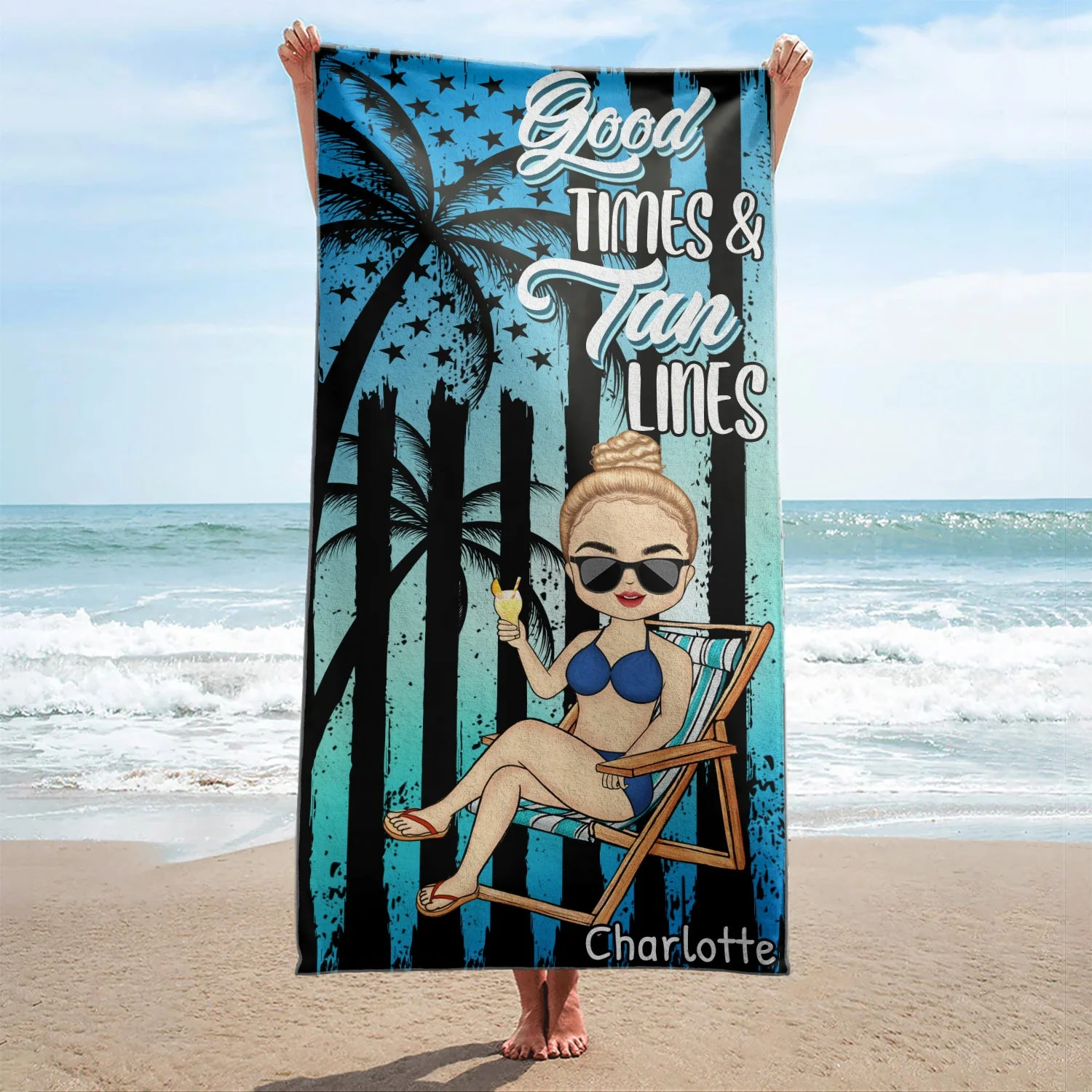 Salty Lil' Beach - Birthday, Summer Gift For Him, Her, Yourself, Girlfriend, Boyfriend, BFF Best Friends, Traveling Lovers - Personalized Custom Beach Towel - Image 2