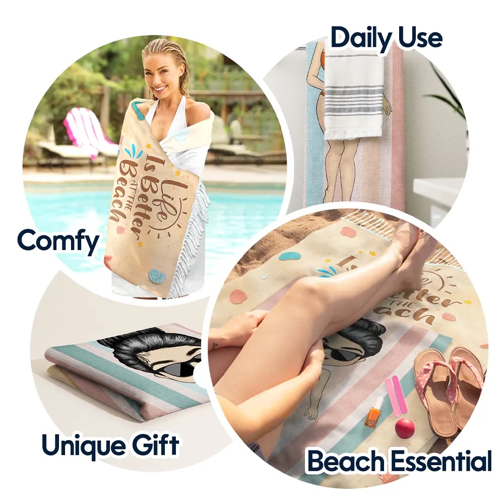Salty Lil Beach Summer Vacation - Personalized Turkish Beach Towel - Image 4