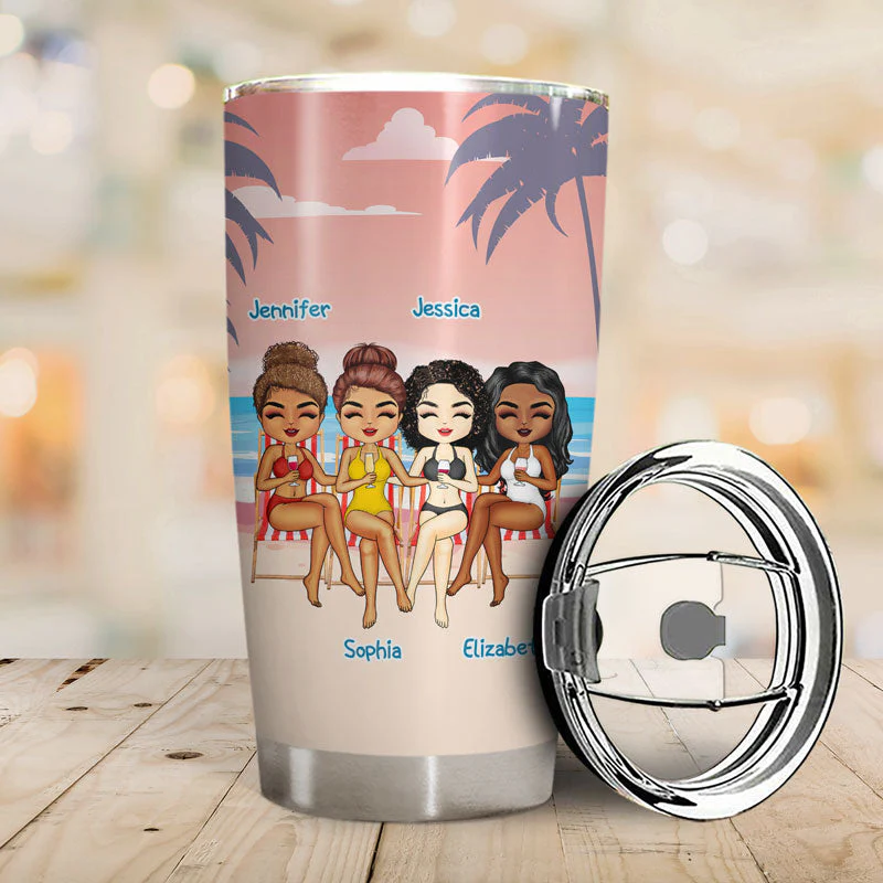 Salty Lil' Beaches Booze Bestie - Gift For Best Friend - Personalized Custom Tumbler - Image 2