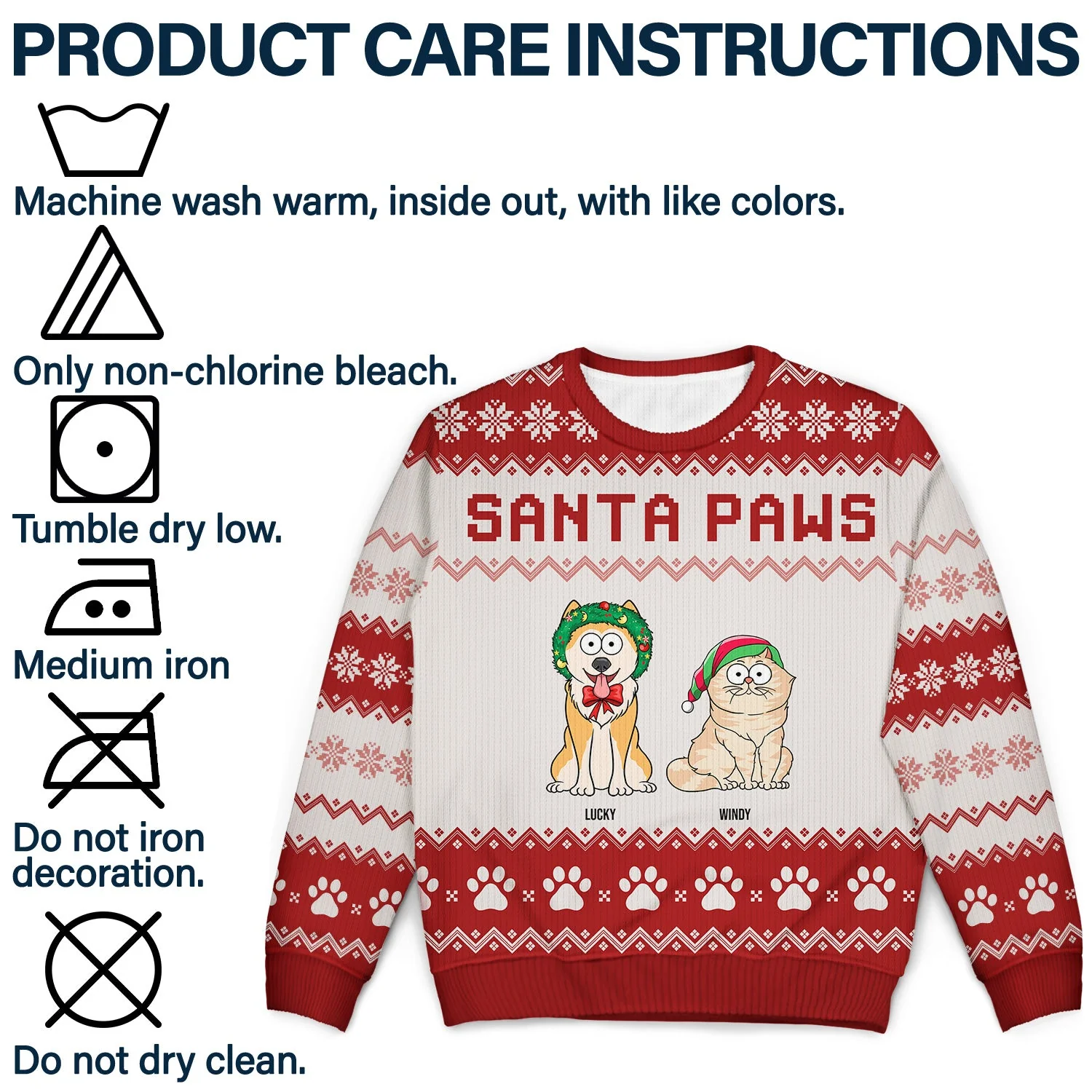 Santa Paws - Christmas Gift For Dog Cat Lovers - Personalized Unisex Ugly Sweater - Image 7