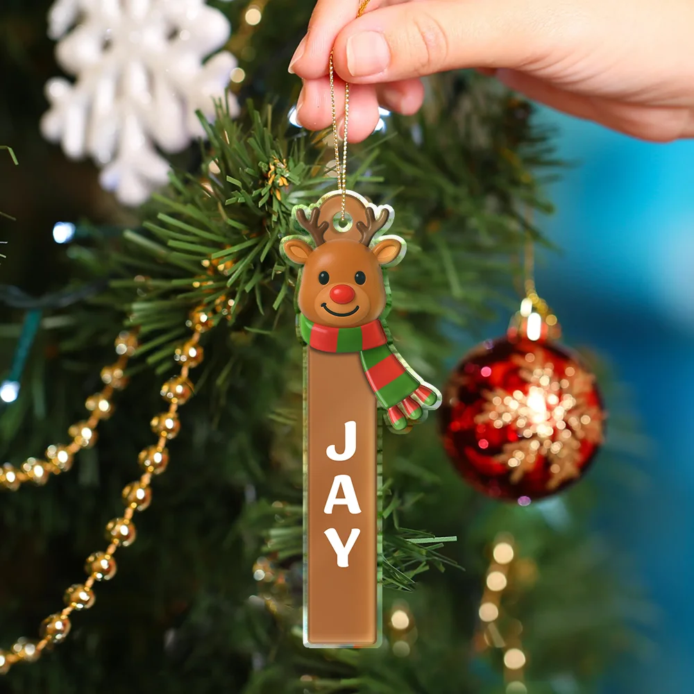 Santa Snowman Elf Christmas Scrabble - Personalized Custom Shaped Acrylic Ornament - Image 4