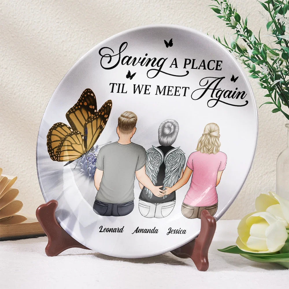 Saving A Place Til We Meet Again - Personalized Ceramic Plate - Image 2