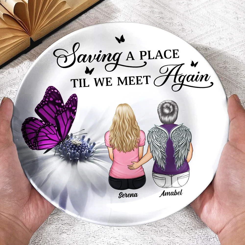 Saving A Place Til We Meet Again - Personalized Ceramic Plate - Image 3