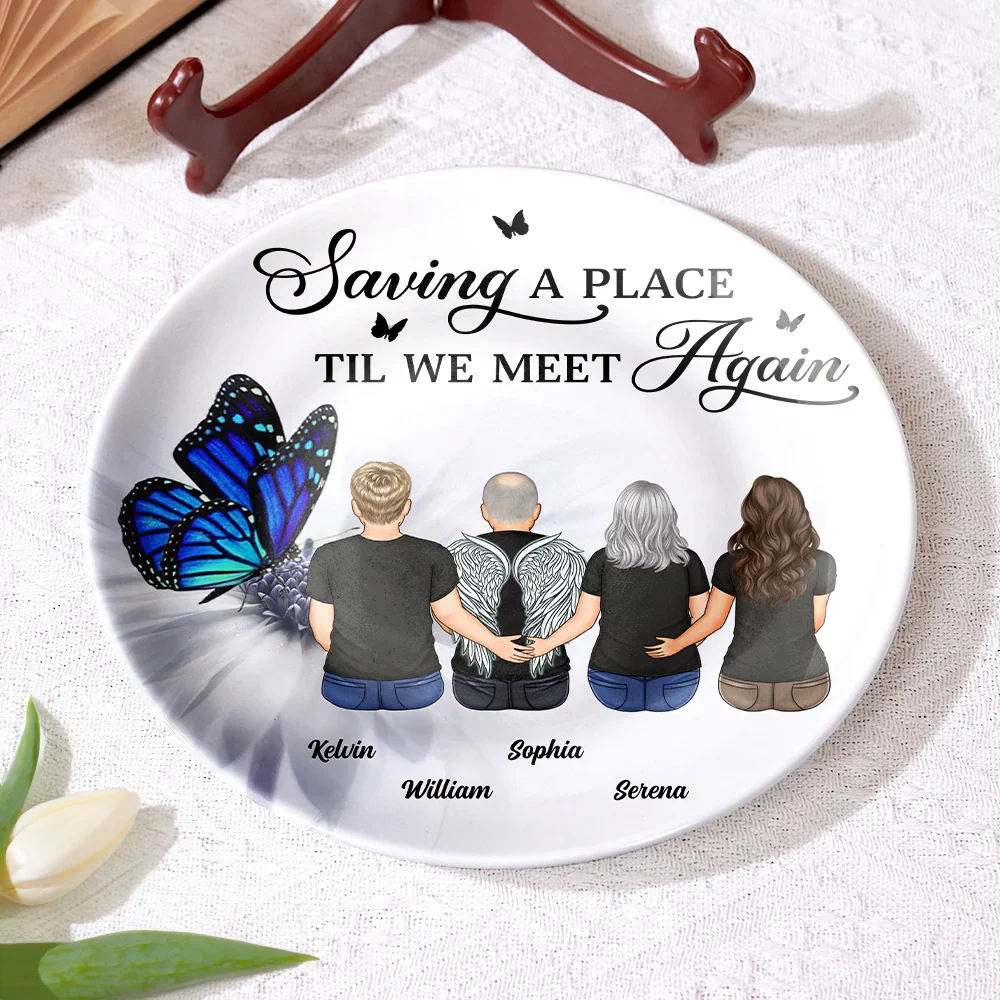 Saving A Place Til We Meet Again - Personalized Ceramic Plate - Image 4