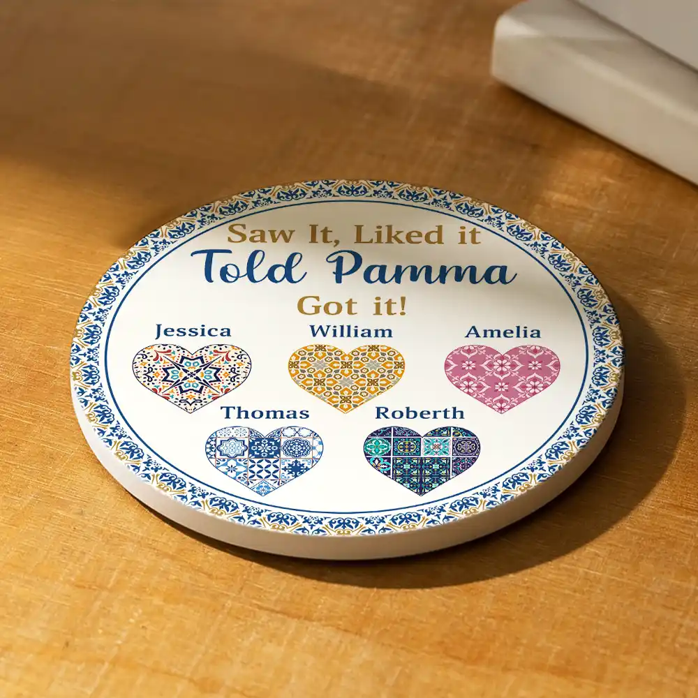 Saw It Liked It Told Grandma Got It Nana Nanny - Personalized Ceramic Coaster - Image 2
