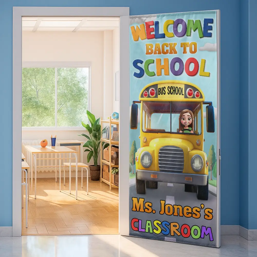 School Bus Welcome Back To School - Personalized Door Cover - Image 2
