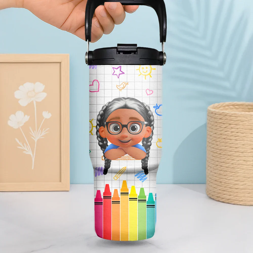School Kid's Name - Personalized 30oz Tumbler With Handle - Image 2