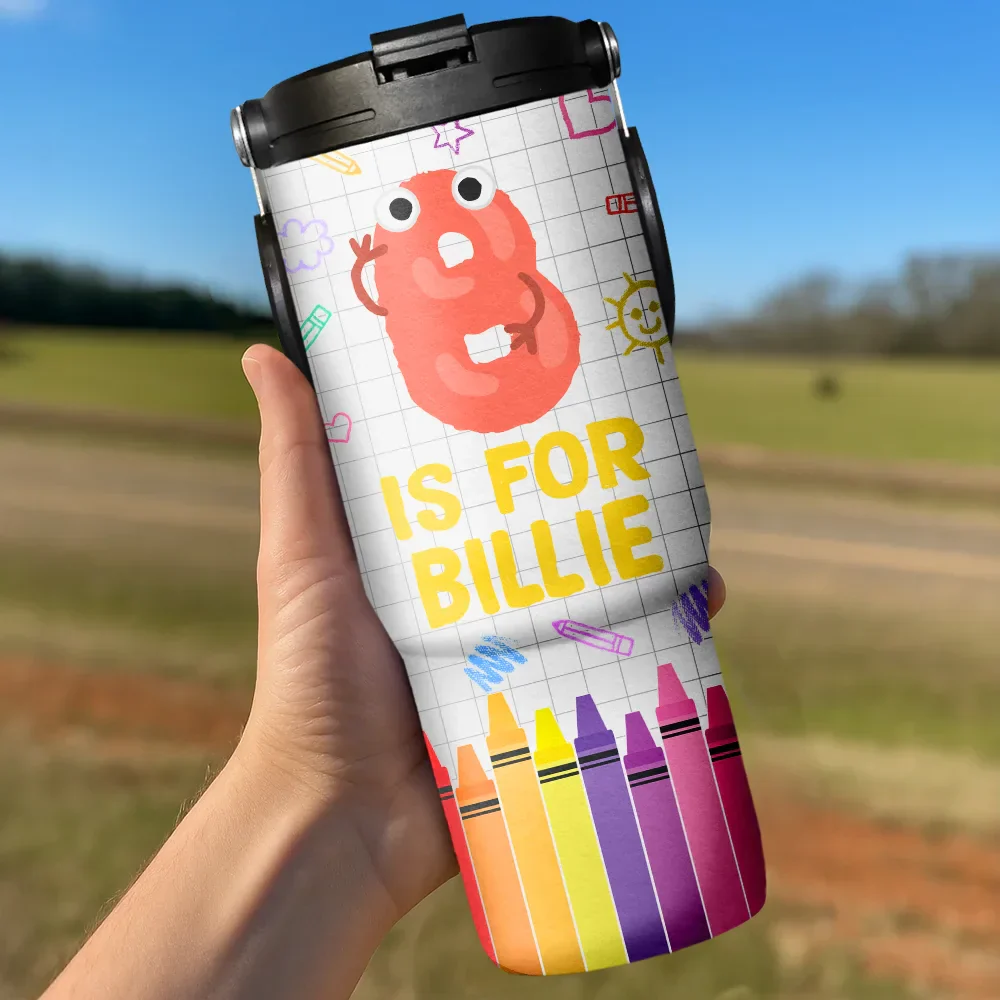 School Kid's Name - Personalized 30oz Tumbler With Handle - Image 3