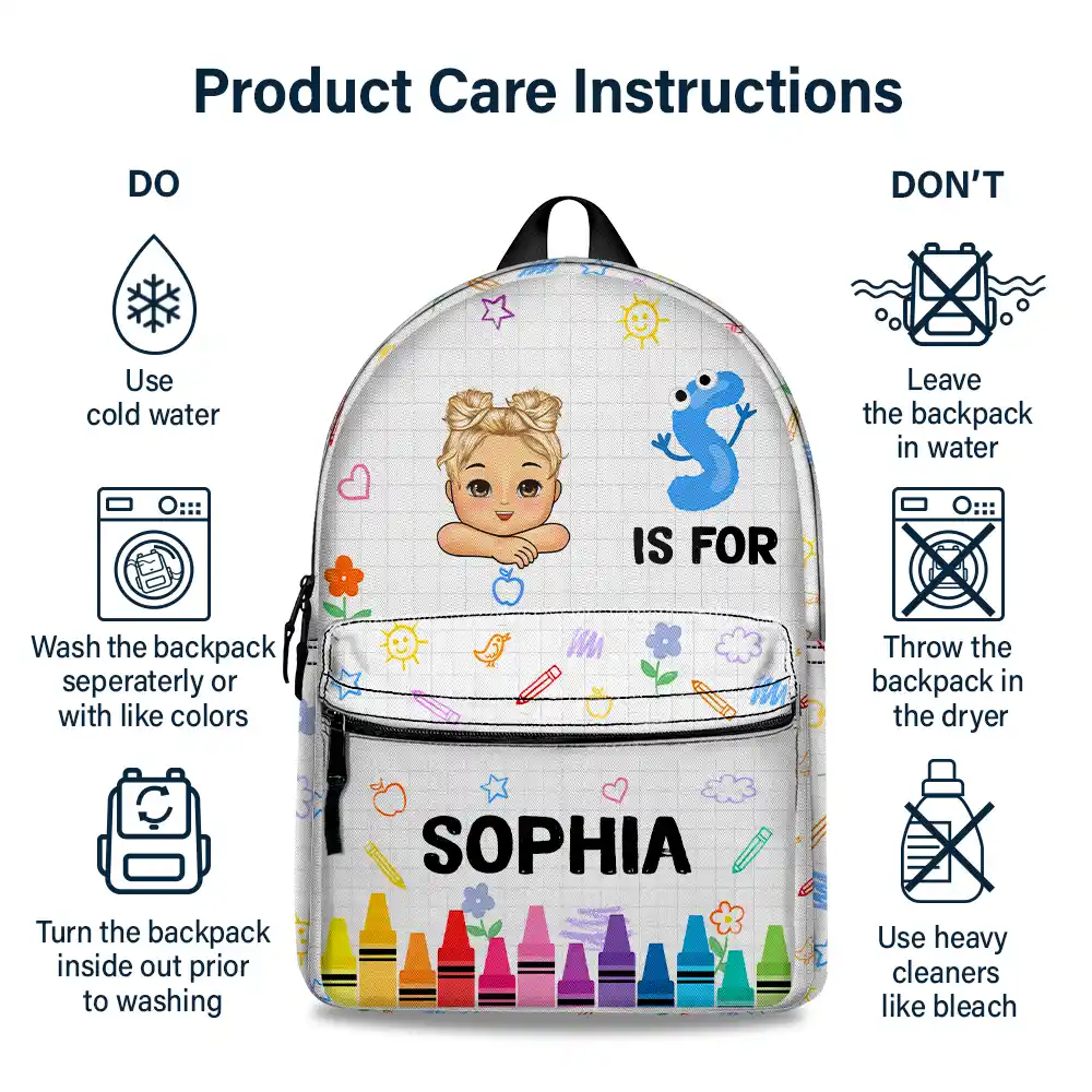 School Kid's Name - Personalized Canvas Backpack - Image 6