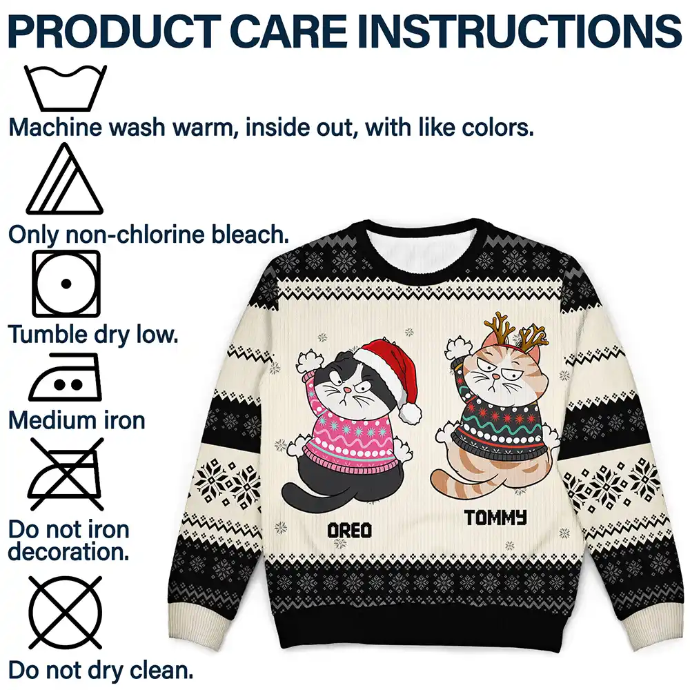 Scratching Wall Cats - Personalized Unisex Ugly Sweater - Image 7