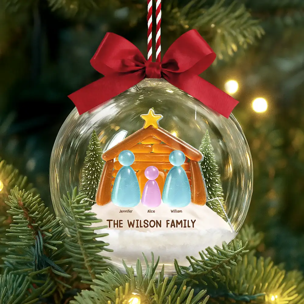 Sea Glass Family The Greatest Gift For All - Personalized 3D Acrylic Ball Ornament - Image 3