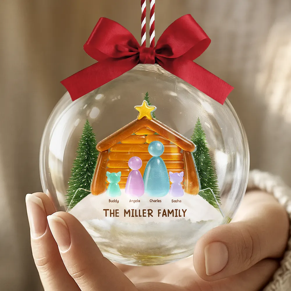 Sea Glass Family The Greatest Gift For All - Personalized 3D Acrylic Ball Ornament - Image 4