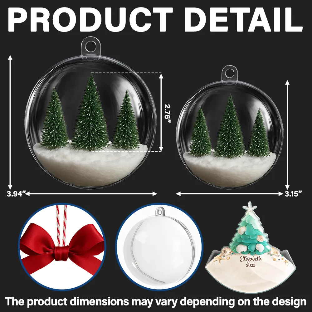 Sea Glass My Christmas Joy - Personalized 3D Acrylic Ball Ornament - Image 2