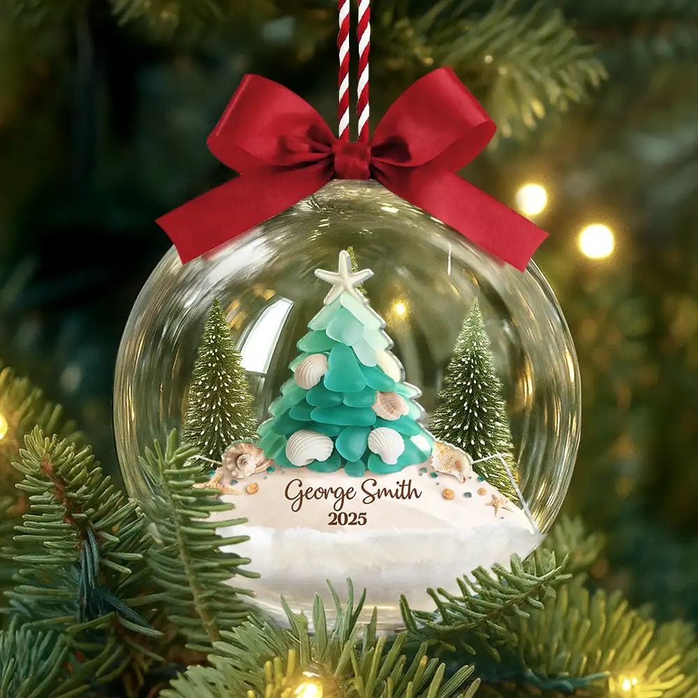 Sea Glass My Christmas Joy - Personalized 3D Acrylic Ball Ornament - Image 3