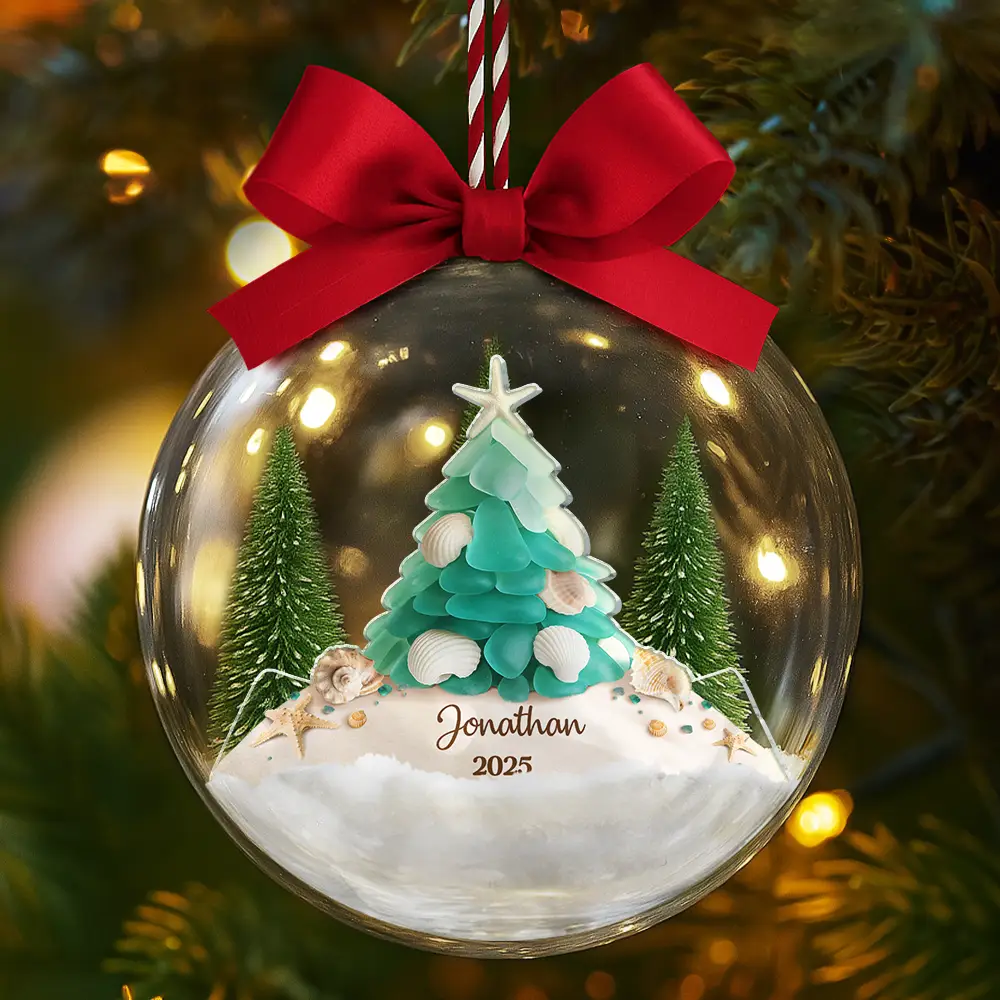 Sea Glass My Christmas Joy - Personalized 3D Acrylic Ball Ornament - Image 5