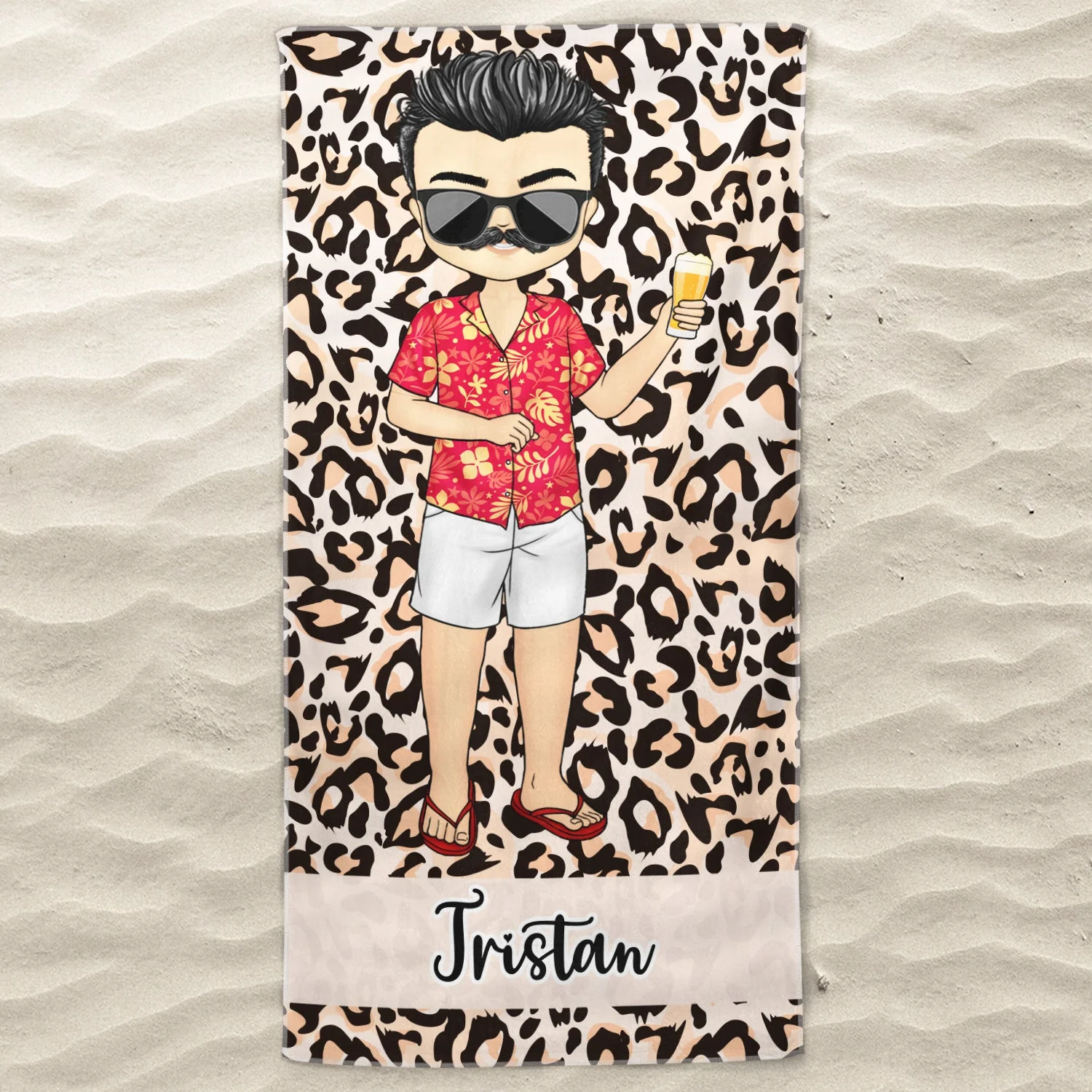 Sea Ocean Pool Animal Print Style - Birthday, Summer Gift For Him, Her, Yourself, Girlfriend, Boyfriend, BFF Best Friends, Traveling Lovers - Personalized Custom Beach Towel - Image 3