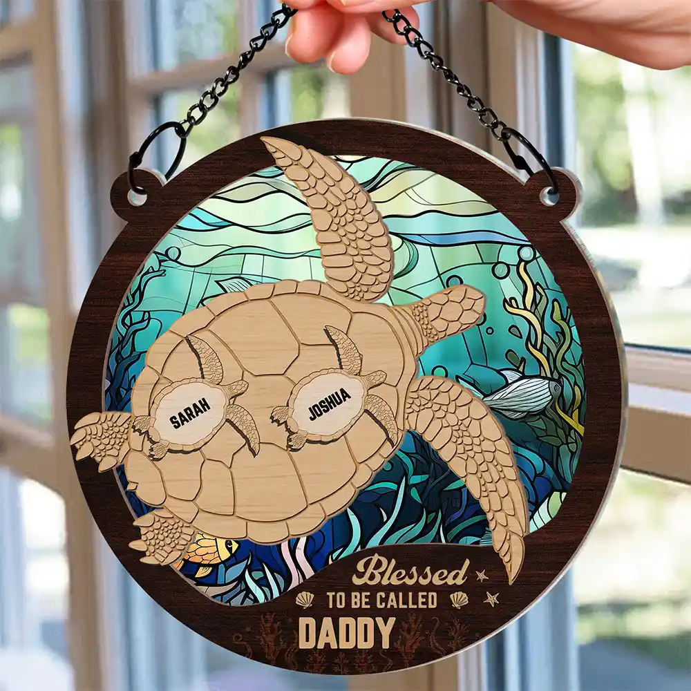 Sea Turtle Blessed To Be Called - Personalized Window Hanging Suncatcher Ornament - Image 2