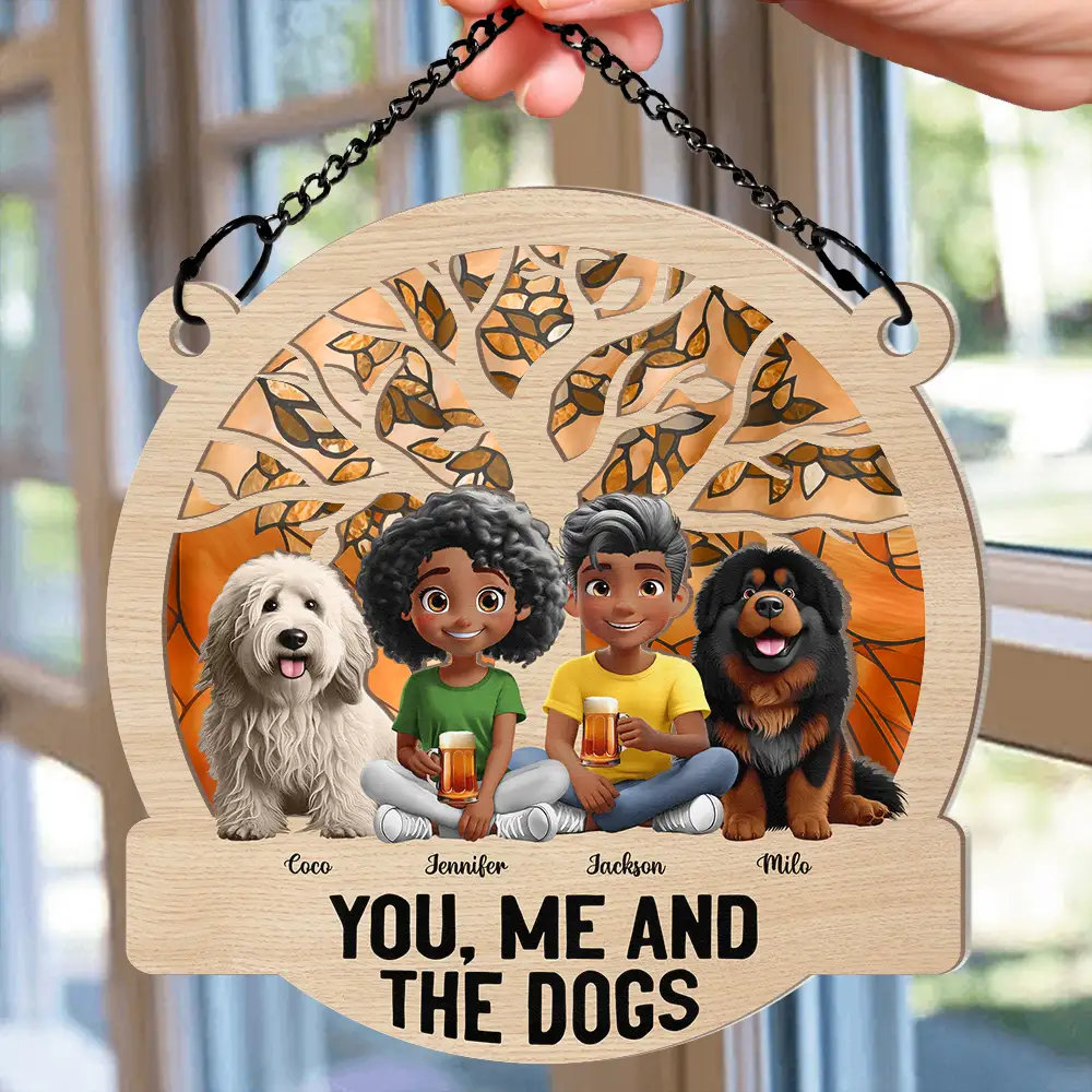 Seasons Of The Year You, Me And The Dog - Personalized Window Hanging Suncatcher Ornament - Image 2