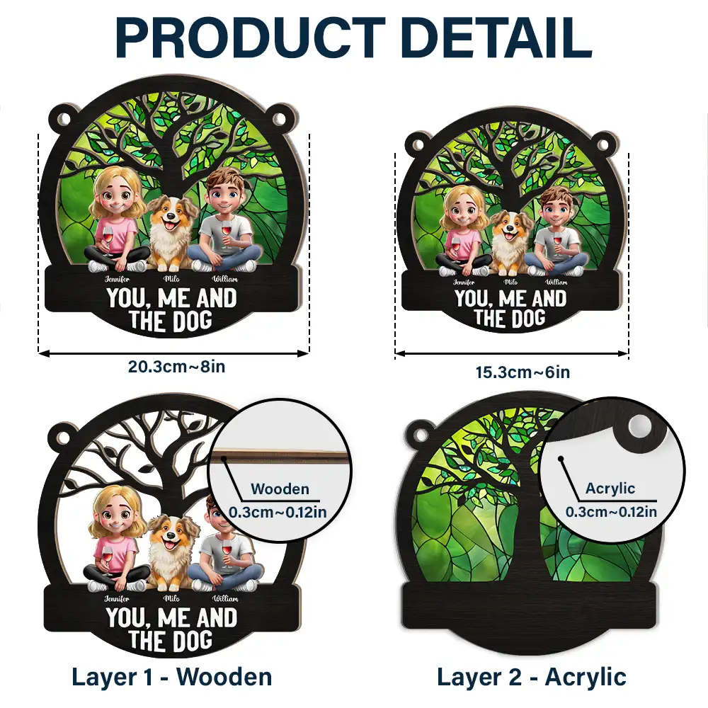 Seasons Of The Year You, Me And The Dog - Personalized Window Hanging Suncatcher Ornament - Image 5