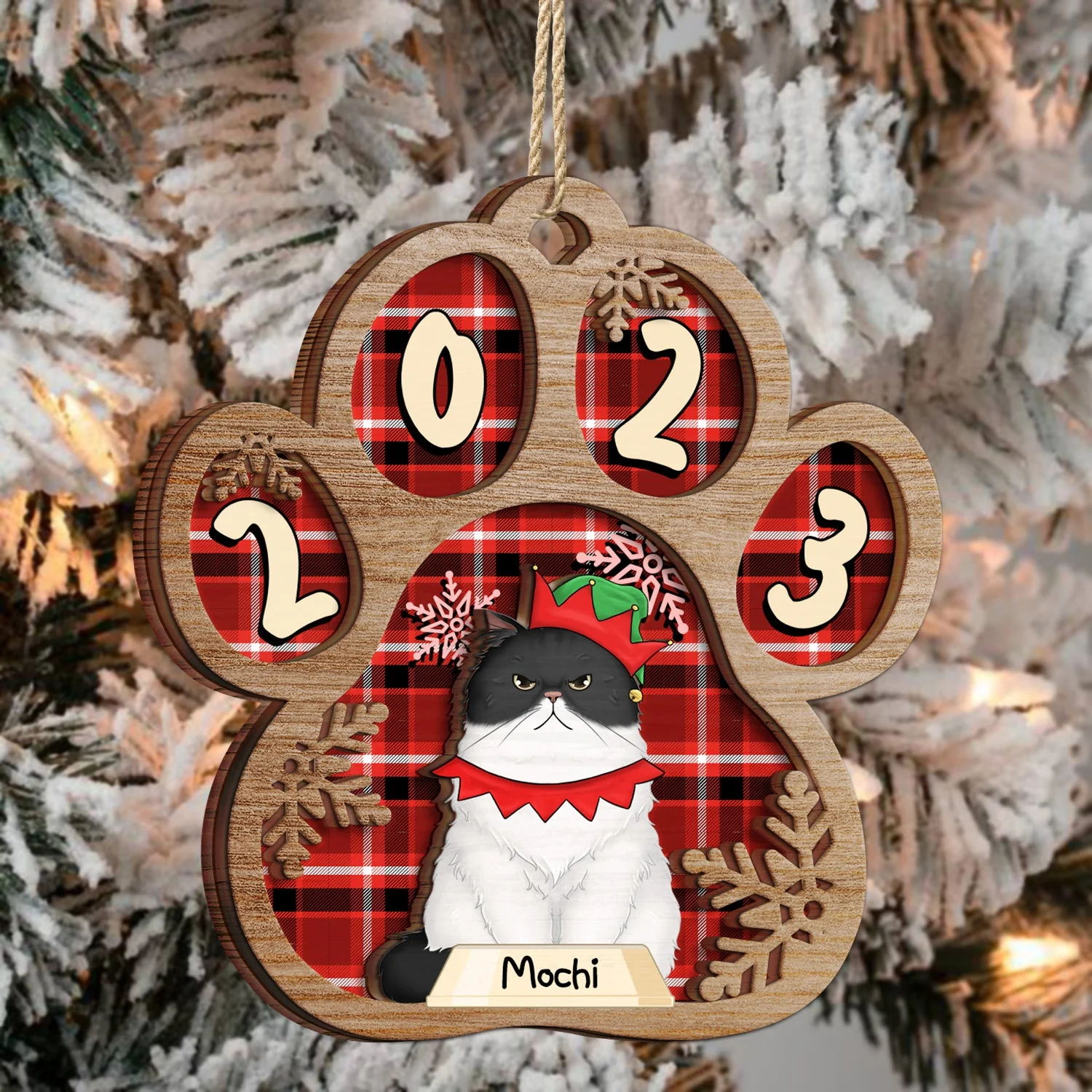 Semi-Real Art - Christmas Gift For Dog Lovers, Cat Lovers, Pet Owners - Personalized 2-Layered Wooden Ornament - Image 3