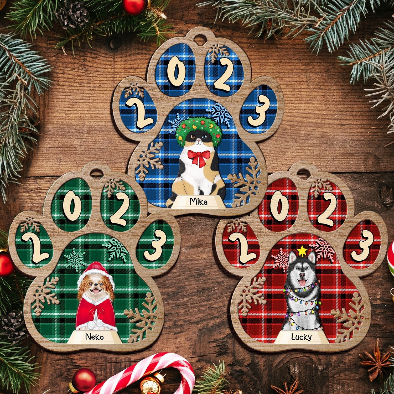 Semi-Real Art - Christmas Gift For Dog Lovers, Cat Lovers, Pet Owners - Personalized 2-Layered Wooden Ornament - Image 5