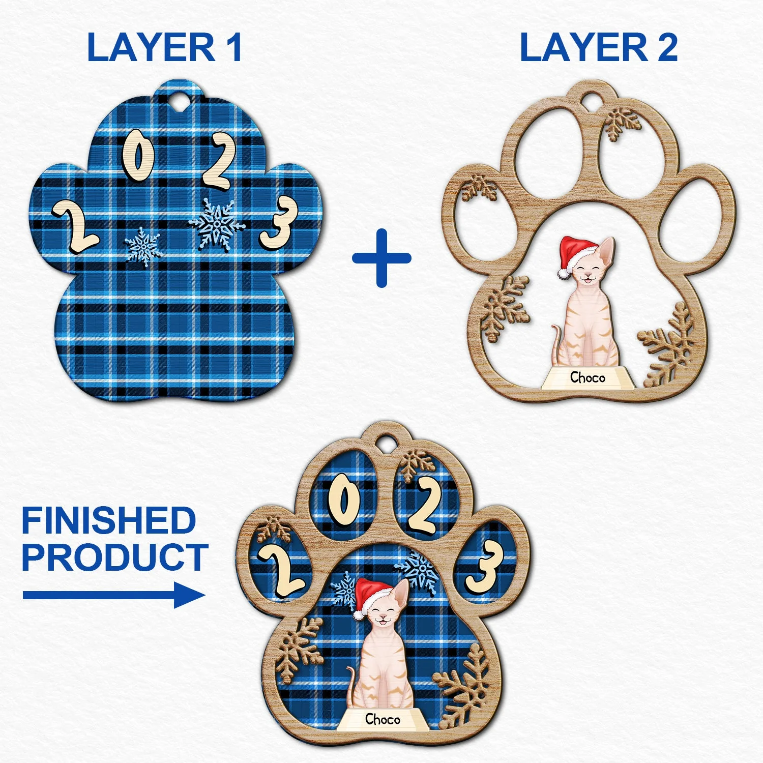 Semi-Real Art - Christmas Gift For Dog Lovers, Cat Lovers, Pet Owners - Personalized 2-Layered Wooden Ornament - Image 6