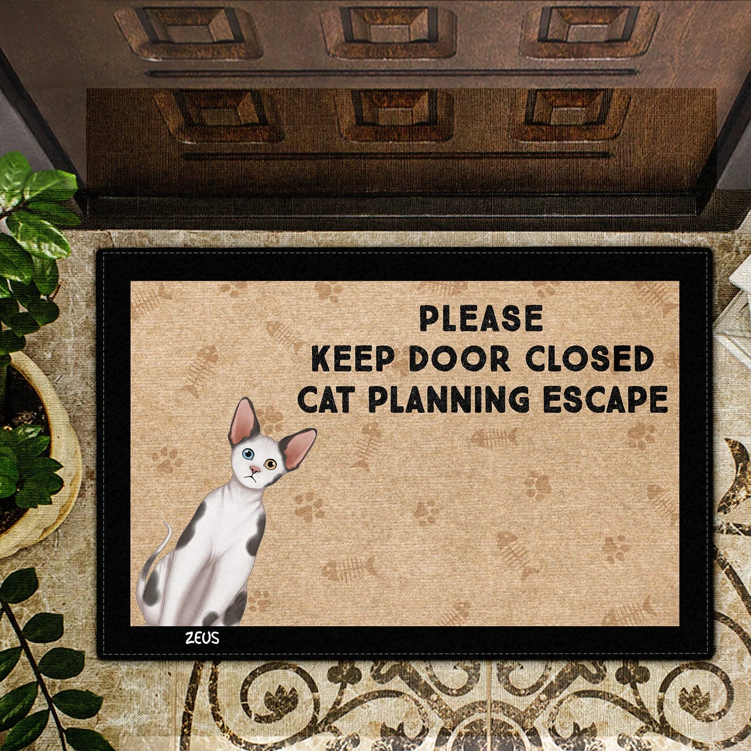 Semi Real Cats Planning Escape - Gift For Cat Lovers - Personalized Doormat - Image 2