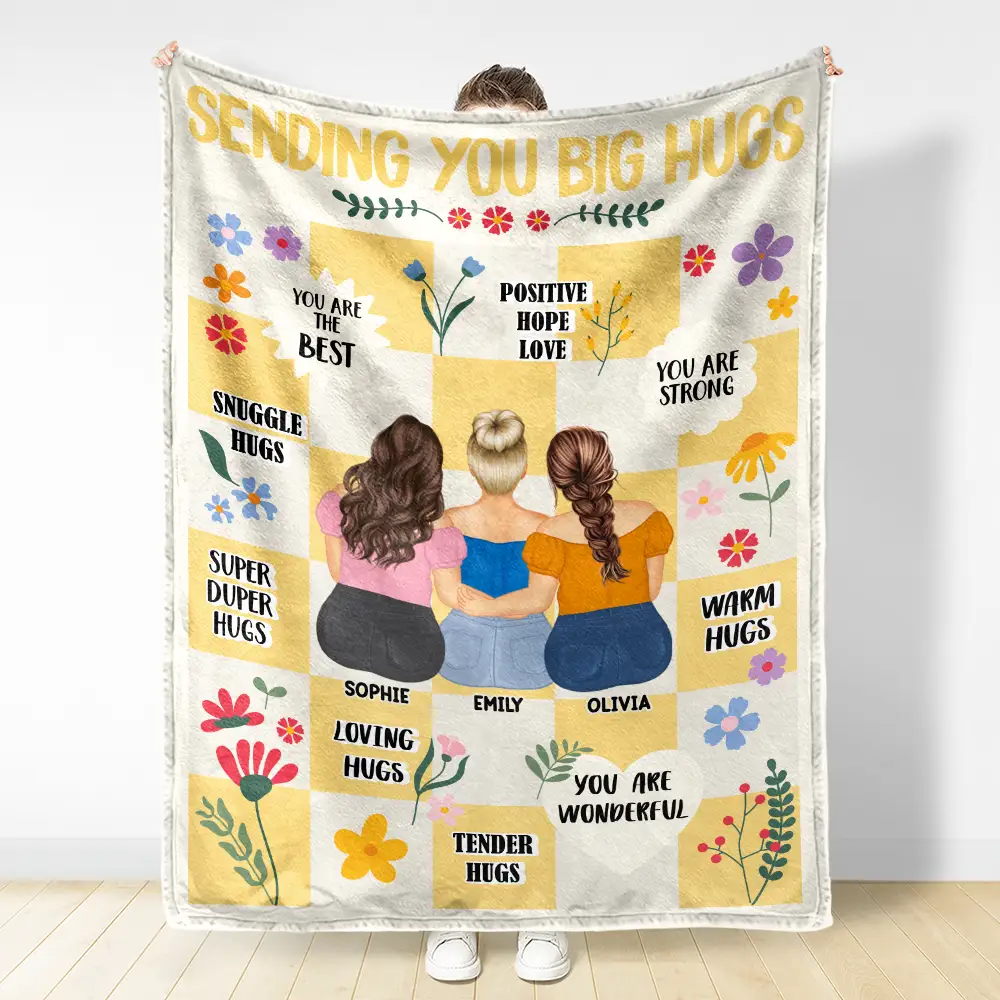 Sending You Big Hugs - Personalized Fleece Blanket, Sherpa Blanket - Image 3