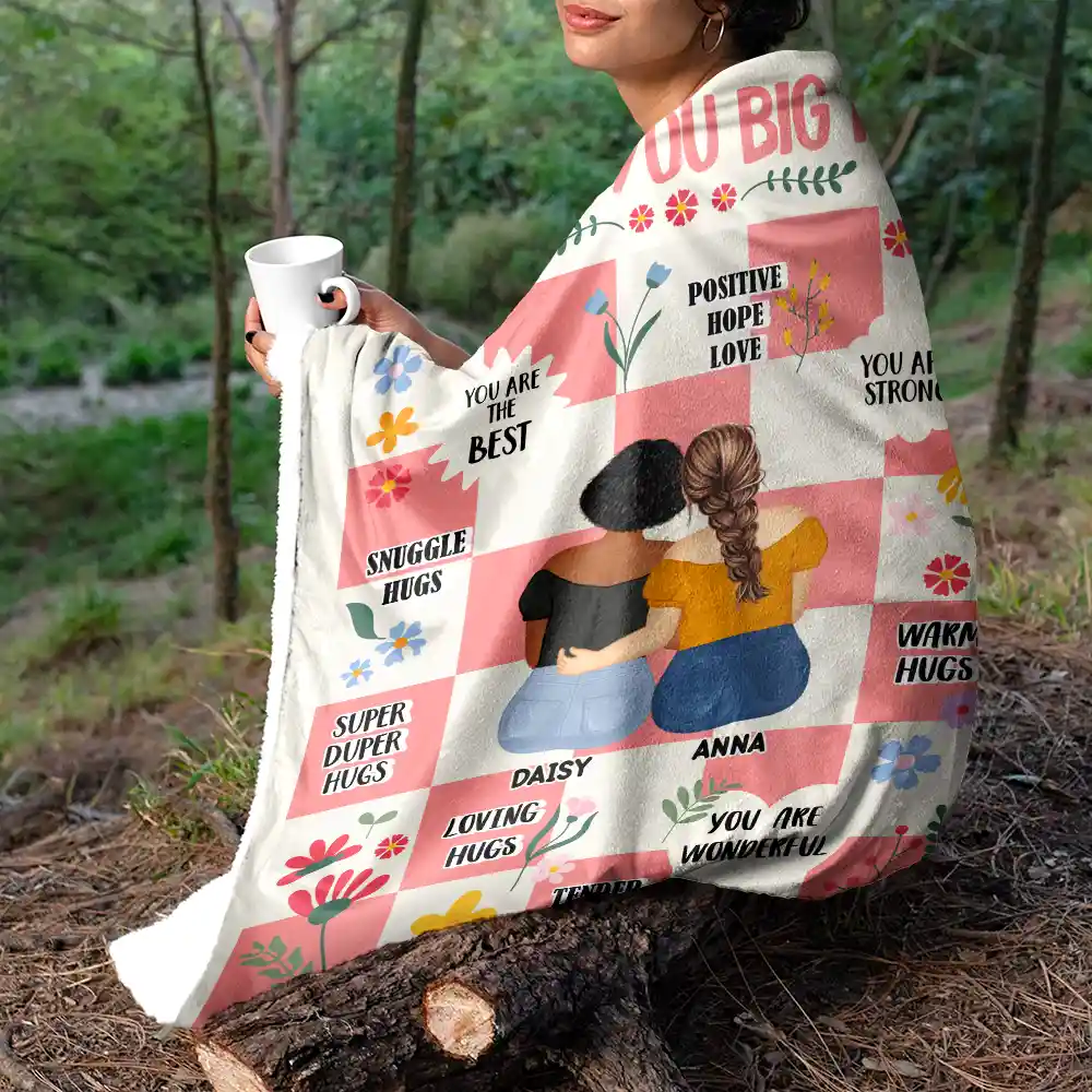 Sending You Big Hugs - Personalized Fleece Blanket, Sherpa Blanket - Image 6