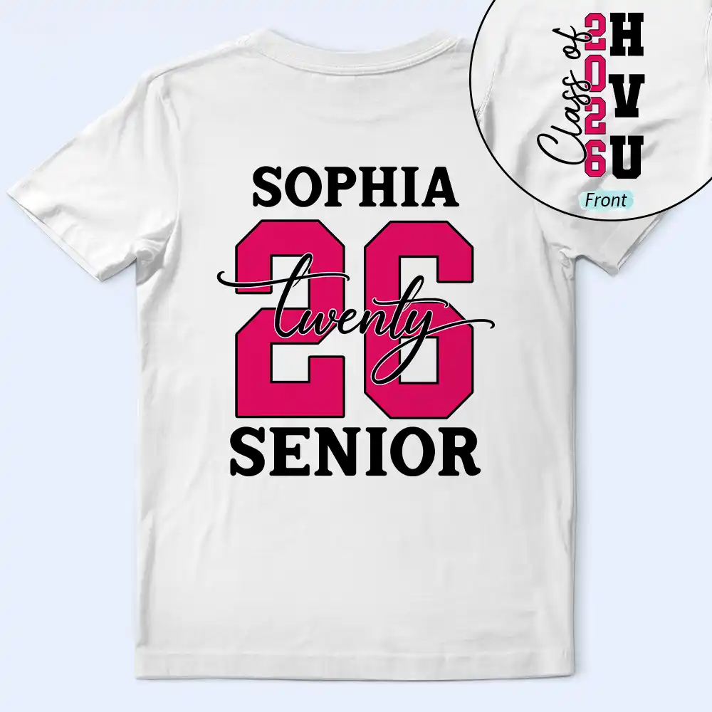 Senior Graduated With Custom Name And School Name - Personalized T Shirt - Image 2