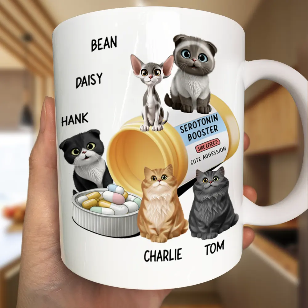 Serotonin Booster Cat Lovers - Personalized Mug - Image 3