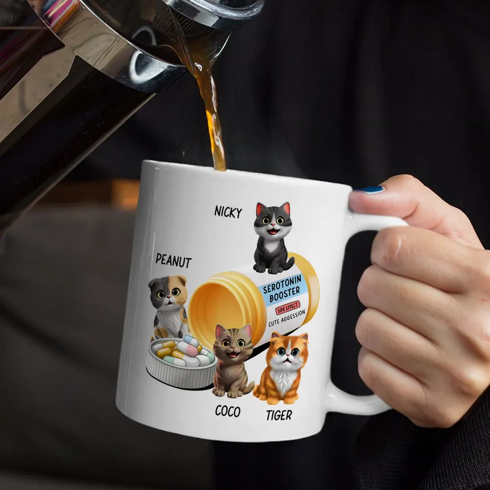 Serotonin Booster Cat Lovers - Personalized Mug - Image 5