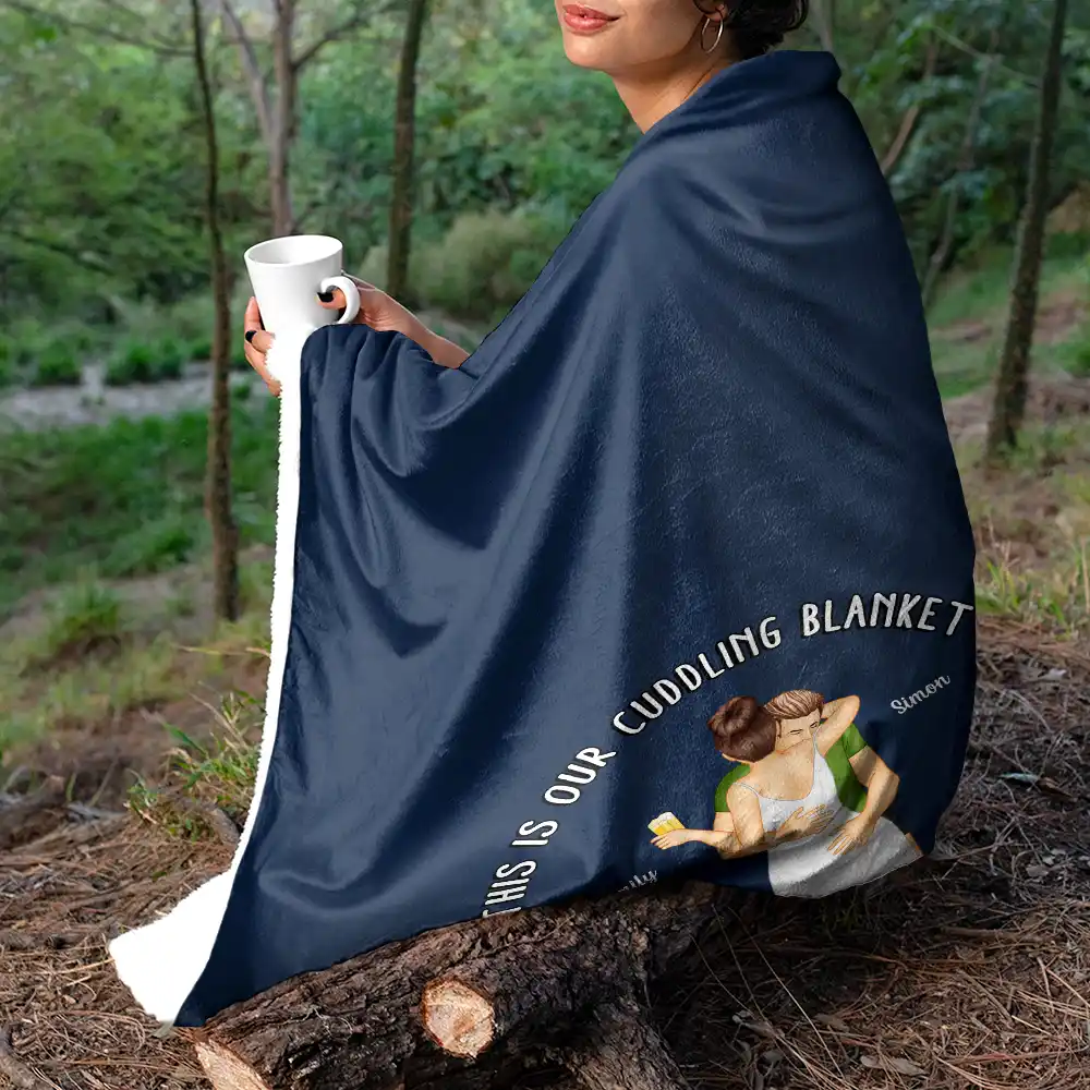 Sexy Couple Kissing Cuddling Blanket - Personalized Fleece Blanket, Sherpa Blanket - Image 5
