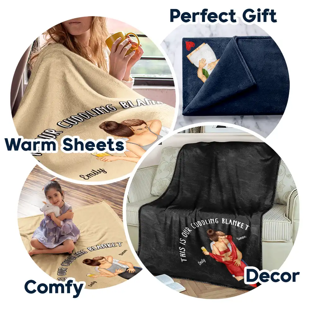 Sexy Couple Kissing Cuddling Blanket - Personalized Fleece Blanket, Sherpa Blanket - Image 7