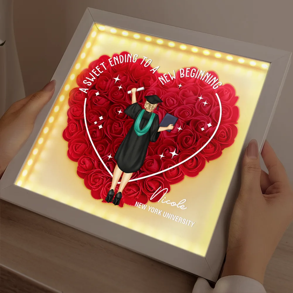She Believed She Could Graduation Gift - Personalized LED Light Flower Shadow Box - Image 2