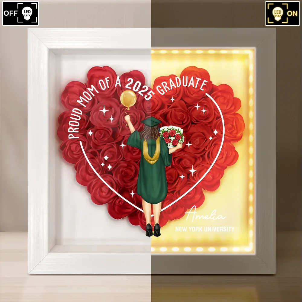 She Believed She Could Graduation Gift - Personalized LED Light Flower Shadow Box - Image 3