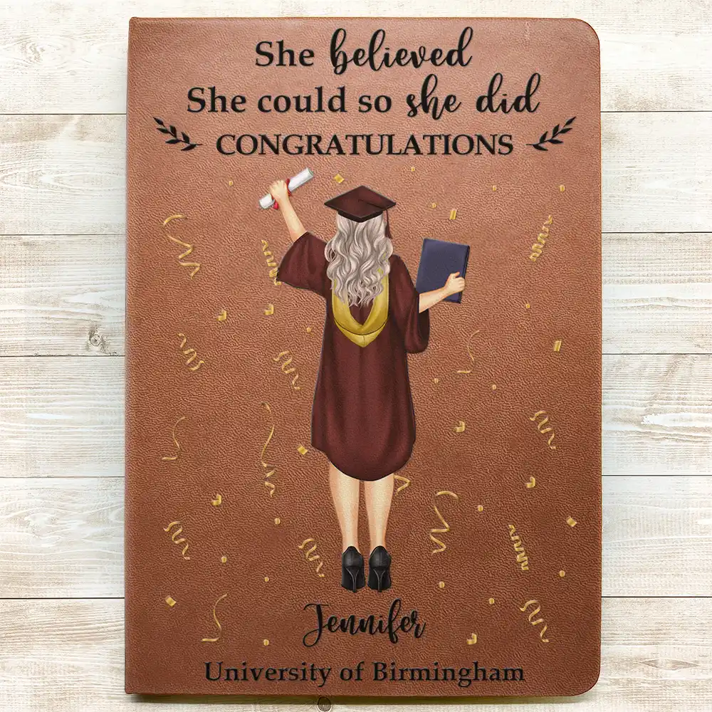 She Believed She Could - Personalised Leather Journal - Image 3