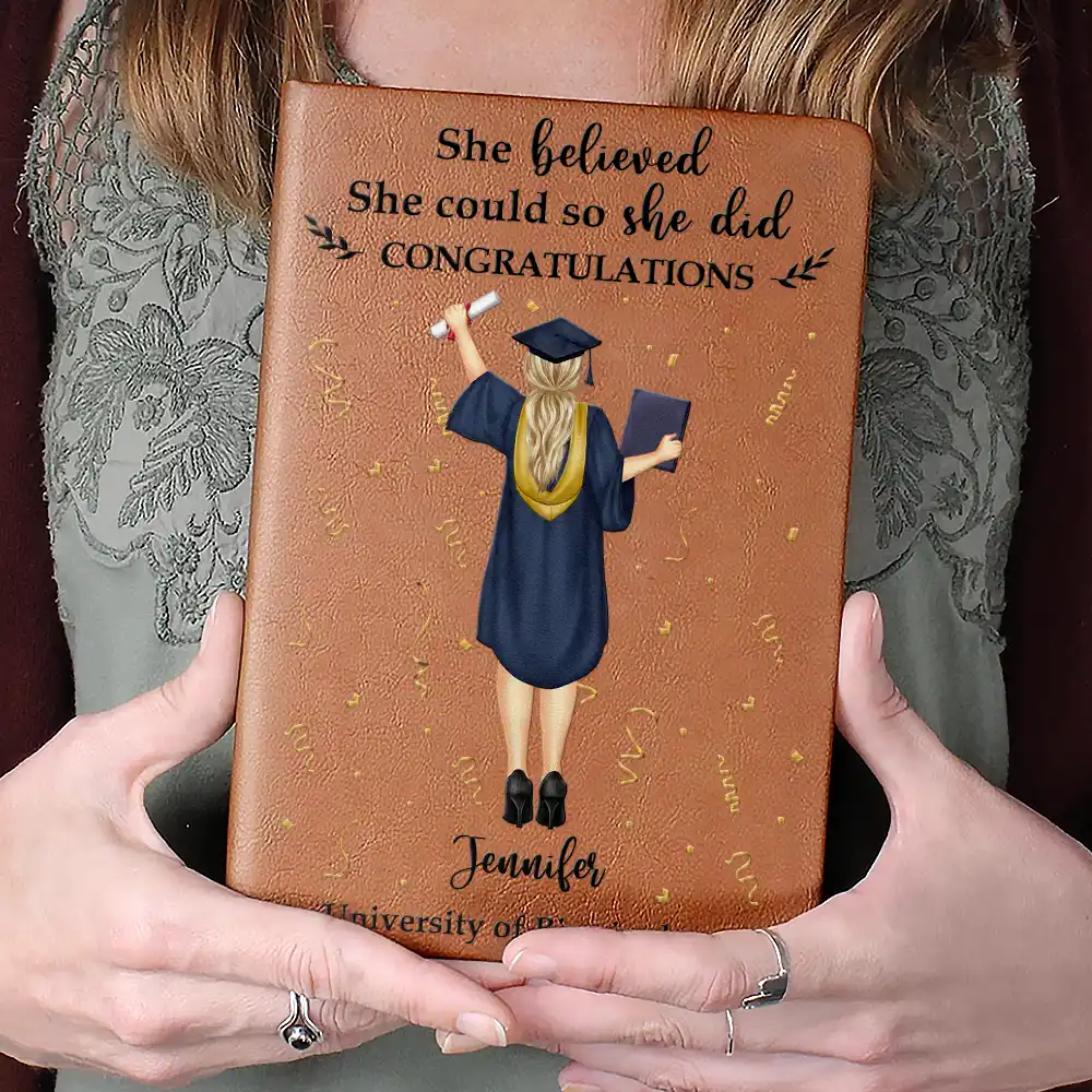 She Believed She Could - Personalised Leather Journal - Image 4