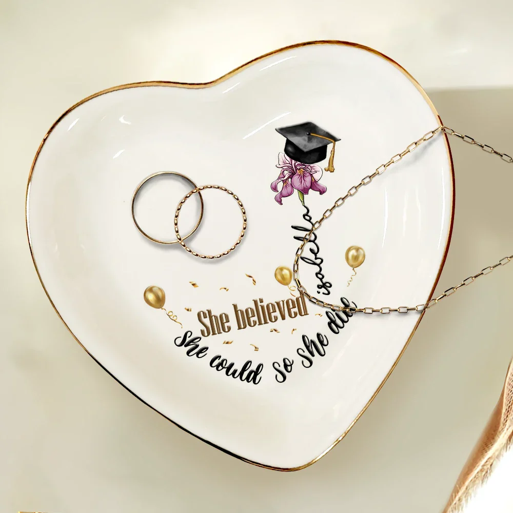 She Believed She Could - Personalized Heart Ring Dish - Image 4
