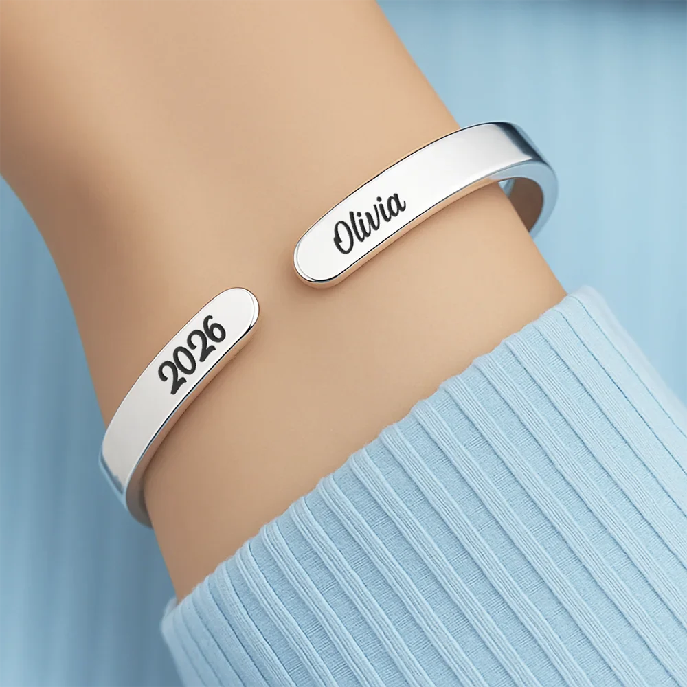 She Believed She Could So She Did Graduation - Personalized Bangle Bracelet Cuff - Image 4