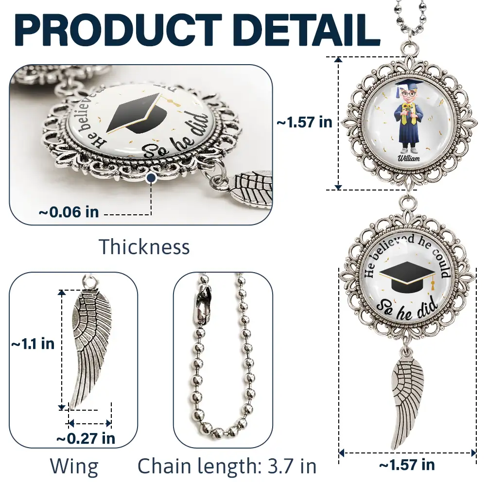 She Believed She Could So She Did - Personalized Pendant Charm - Image 5