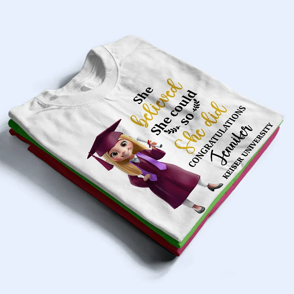 She Believed She Could So She Did - Personalized T Shirt - Image 2