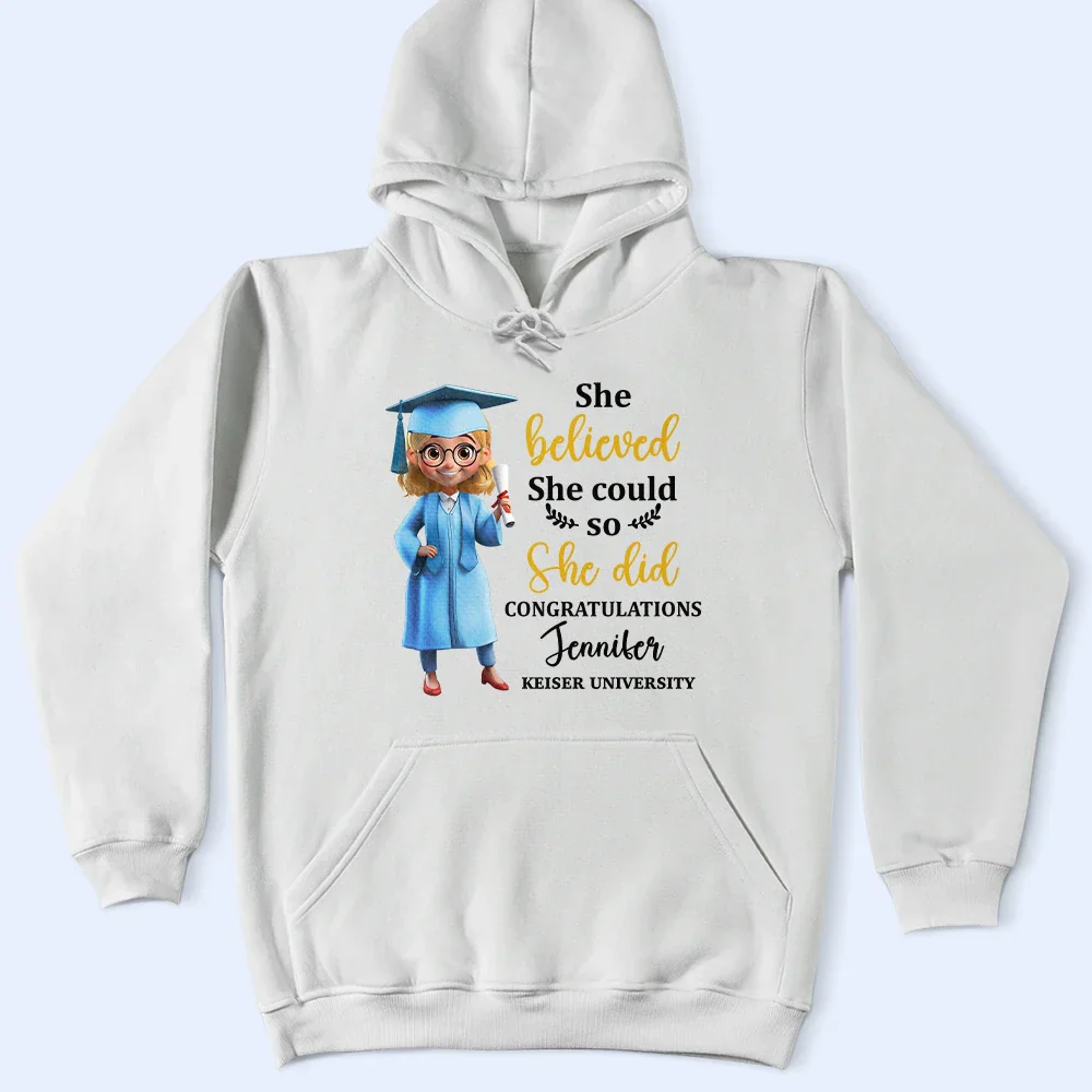 She Believed She Could So She Did - Personalized T Shirt - Image 4