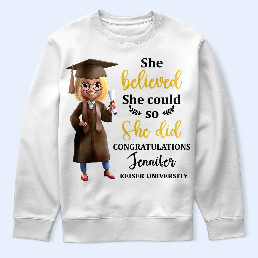 She Believed She Could So She Did - Personalized T Shirt - Image 5