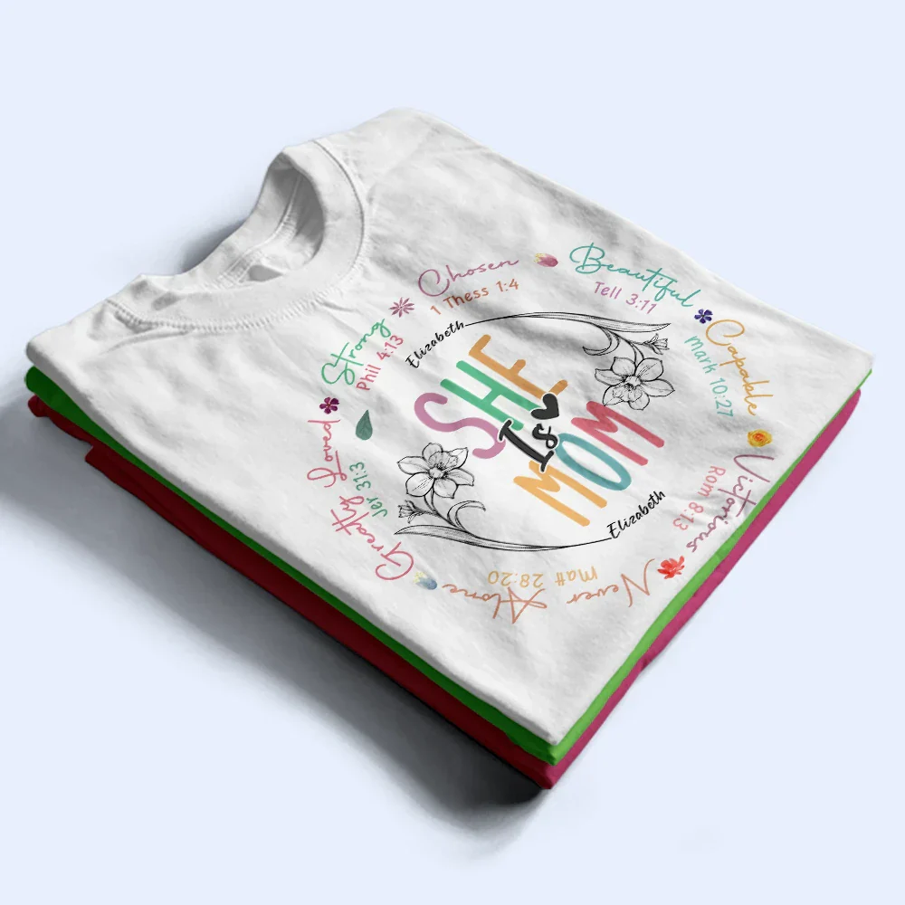She Is Mom Strong Chosen Beautiful Capable Victorious - Personalized T Shirt - Image 2