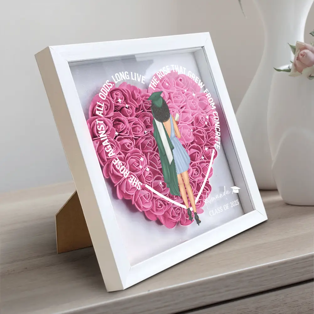 She Rose Against All Odds - Personalized Flower Shadow Box - Image 2