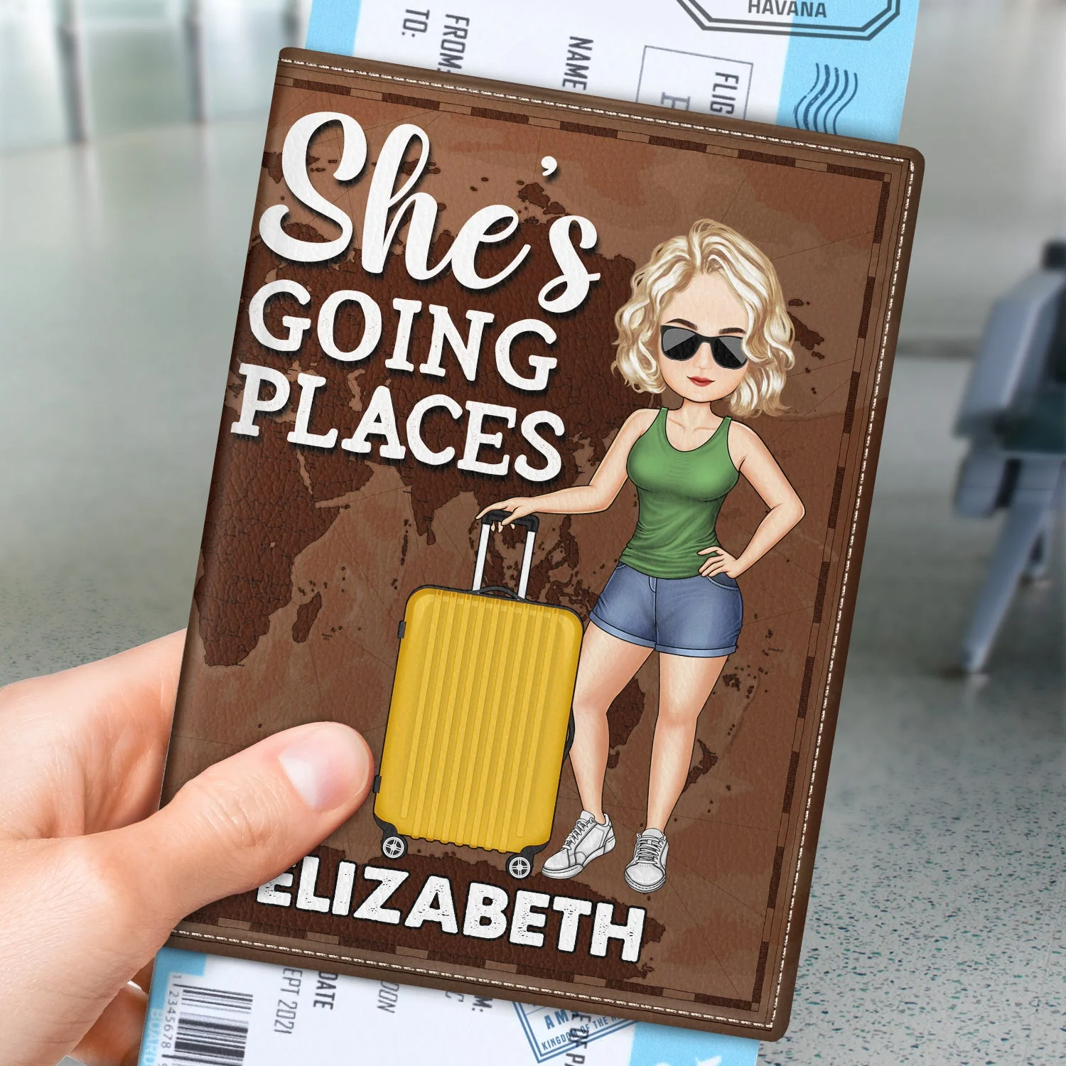 She's Going Places Traveling - Vacation, Funny Gift For Her, Him, Travel Lovers - Personalized Custom Passport Cover, Passport Holder - Image 3