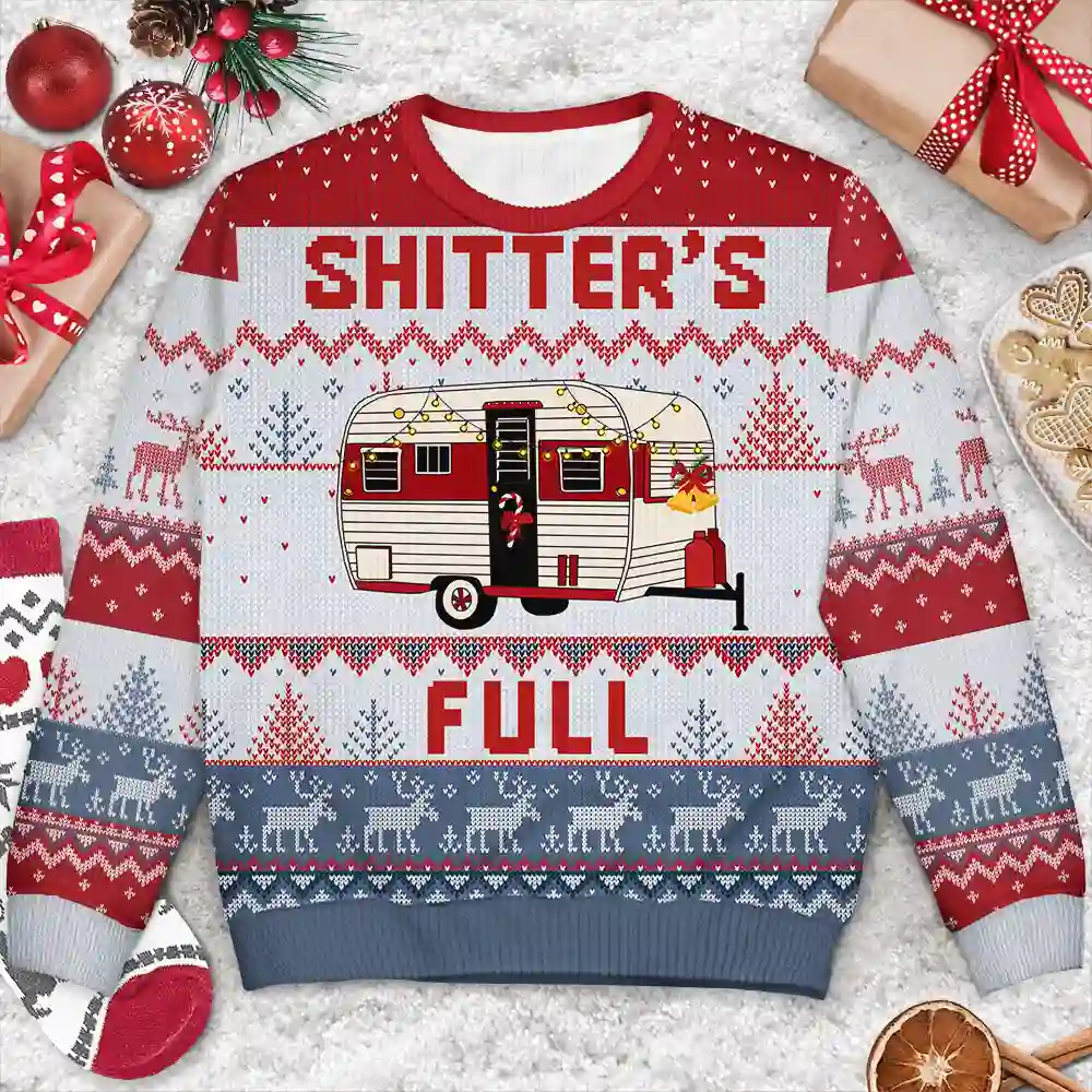 Shitter's Full Camping Lover - Personalized Unisex Ugly Sweater - Image 3