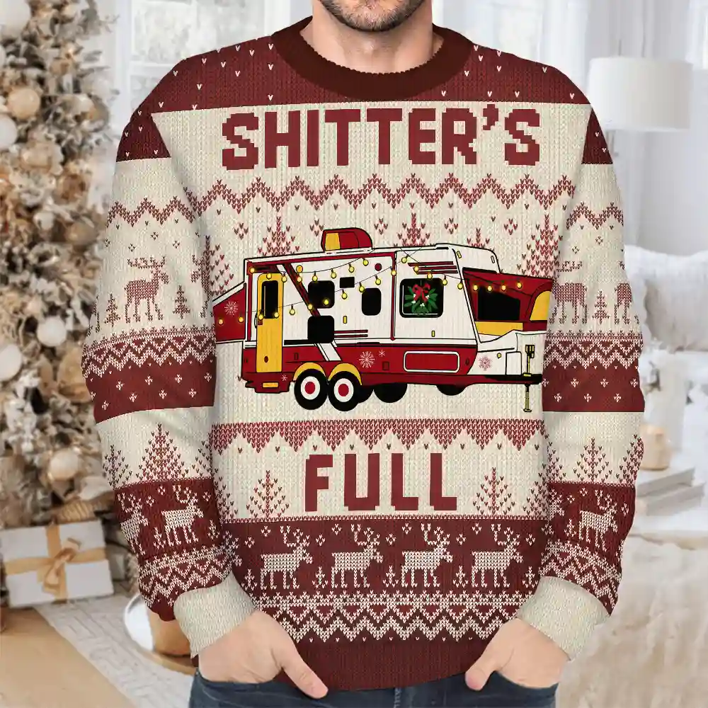 Shitter's Full Camping Lover - Personalized Unisex Ugly Sweater - Image 4