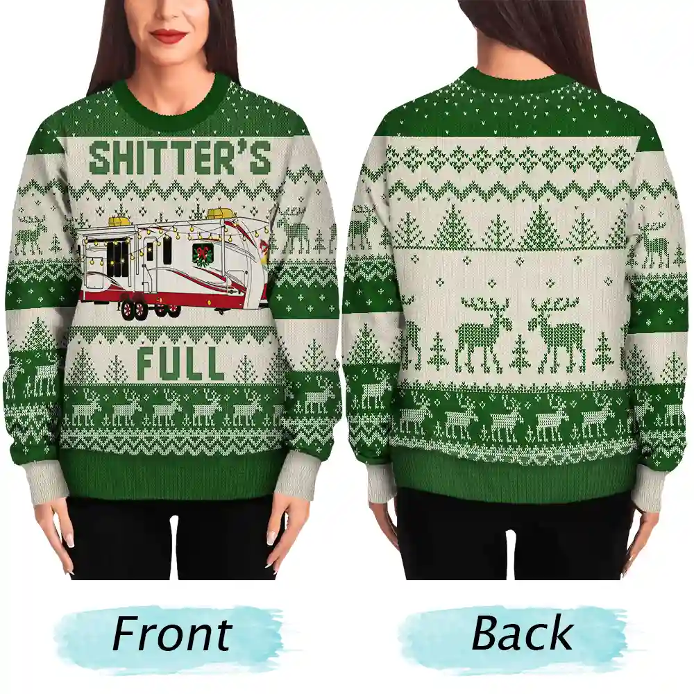 Shitter's Full Camping Lover - Personalized Unisex Ugly Sweater - Image 5